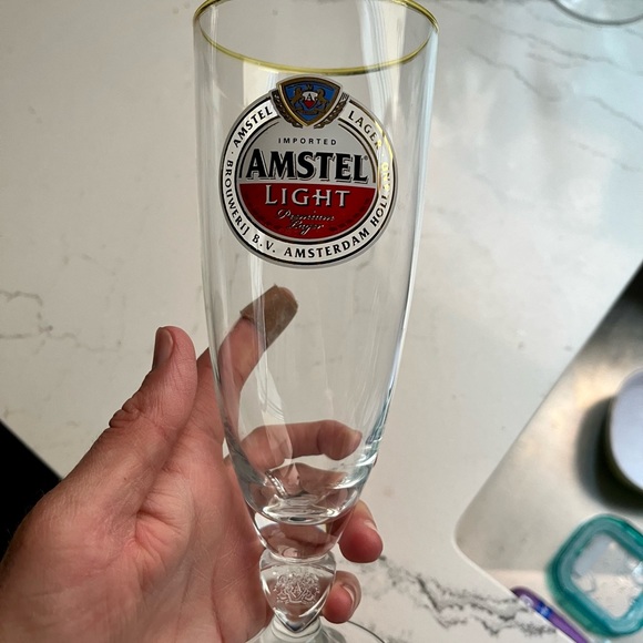 Amstel Light Lager Amsterdam Holland 33 CL Beer Glass, Chalice Pilsner Footed - Picture 4 of 6